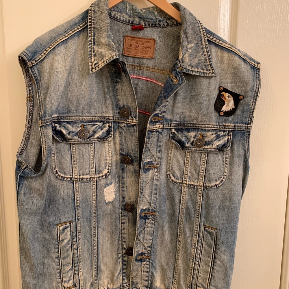 Mens Vintage Jean Sleeveless Jacket